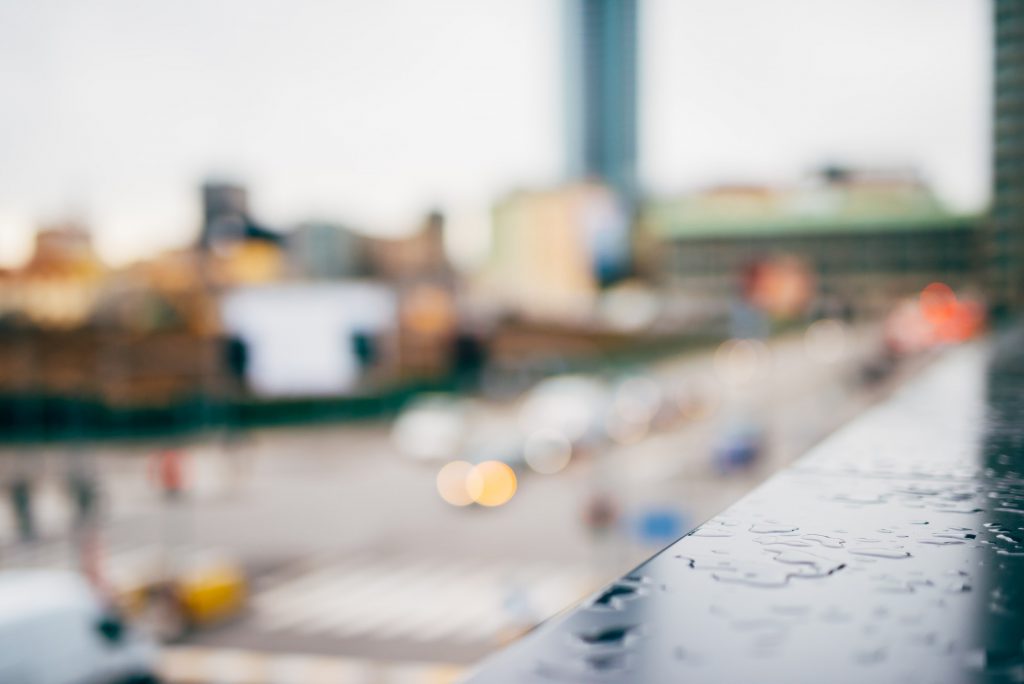 blurred city and people urban scene